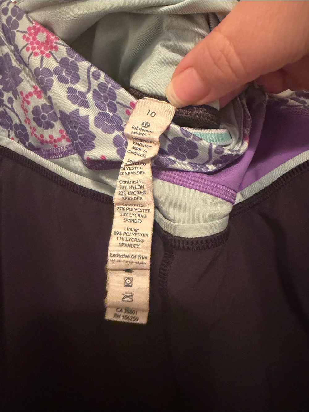 lululemon athletica Black and Purple Floral Waistband Athletic Shorts - Picture 7 of 8